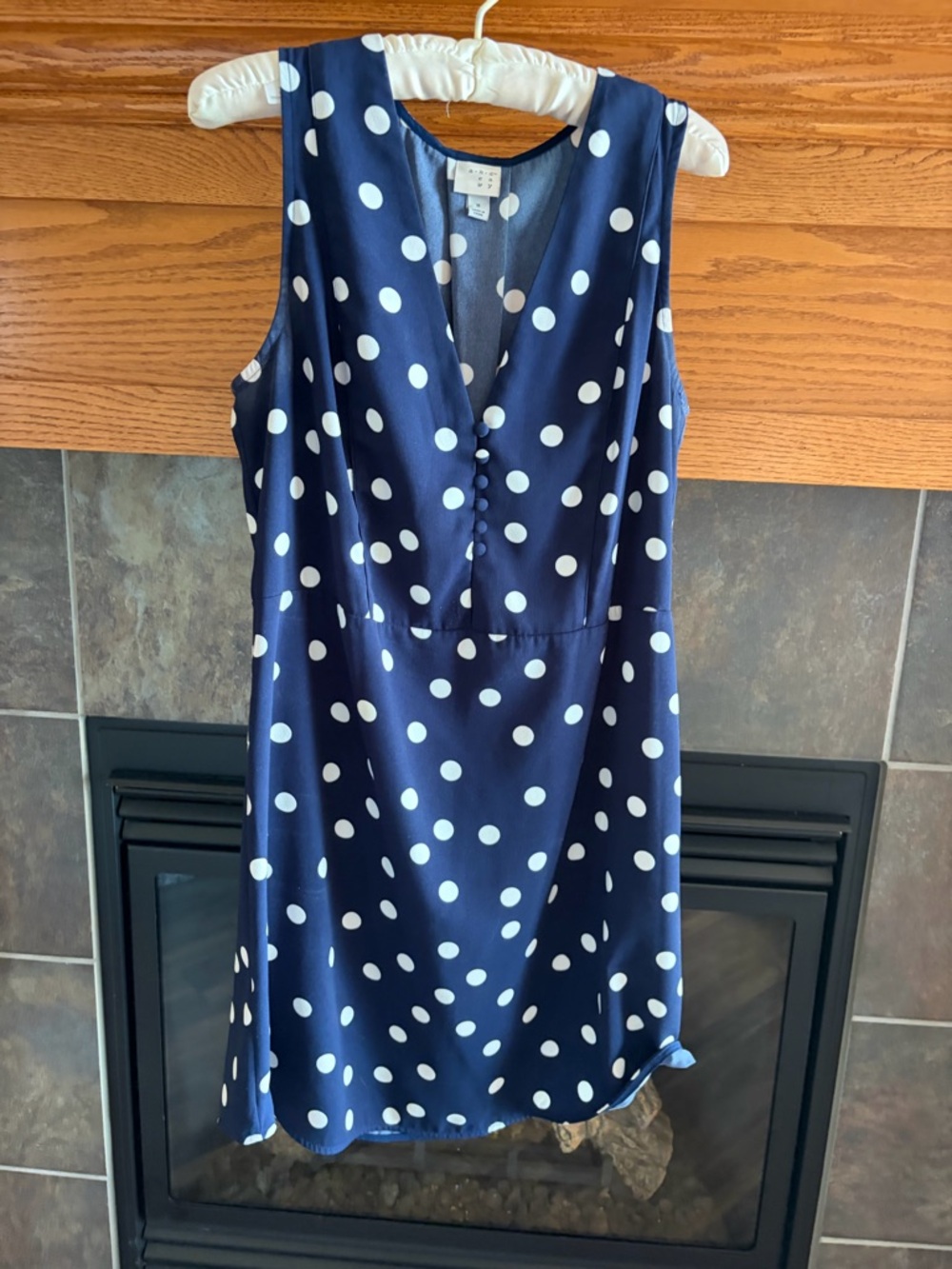 a new day Navy and White Polka Dot Sleeveless Mini Dress
